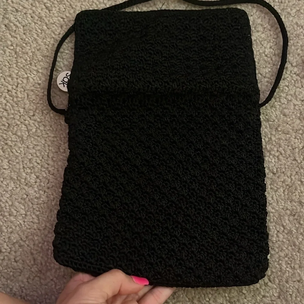 “The Sak- Knit Black Crossbody Bag”